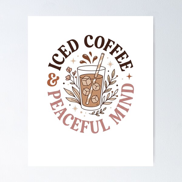 Item preview, Iced Coffee & Peaceful Mind T-Shirt | Aesthetic Coffee Lover Gift Tee designed and sold by MinimalMotif.