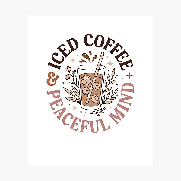 Item preview, Iced Coffee & Peaceful Mind T-Shirt | Aesthetic Coffee Lover Gift Tee designed and sold by MinimalMotif.