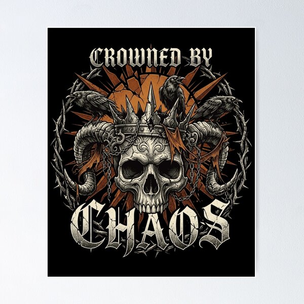 Item preview, Crowned by Chaos Skull – Gothic Crown and Ravens Streetwear Design designed and sold by RajDeals.