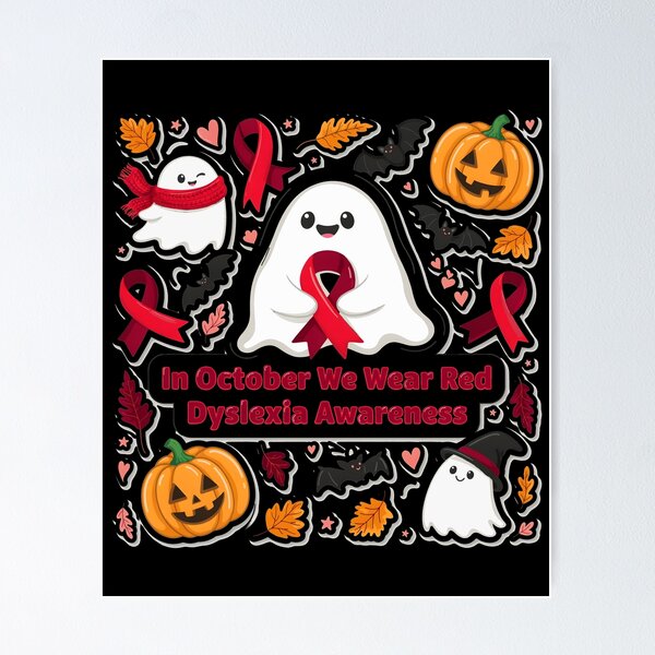 Item preview, In October We Wear Red Dyslexia Awareness Red Ribbon Ghost designed and sold by Redgiant87x.