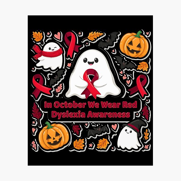 Item preview, In October We Wear Red Dyslexia Awareness Red Ribbon Ghost designed and sold by Redgiant87x.