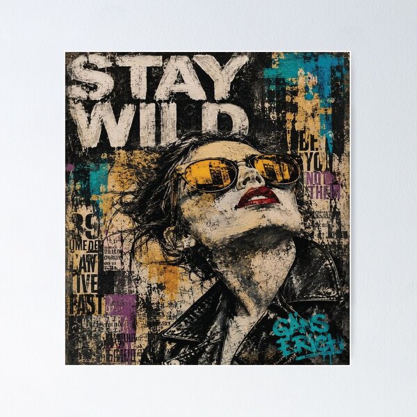 Item preview, Stay Wild Live Fast – Grunge Portrait Streetwear designed and sold by Xtention Co..