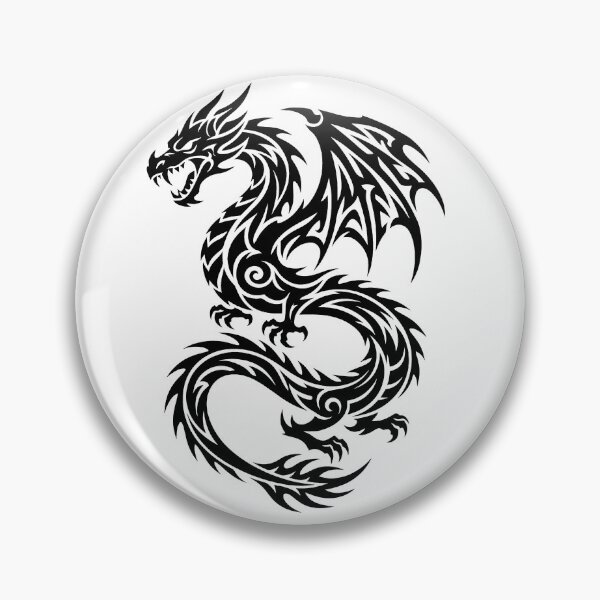 Item preview, Tribal Dragon Figure Eight Tail Tattoo – Bold Black Looping Serpent Dragon Art designed and sold by DragonSerpent Ink.