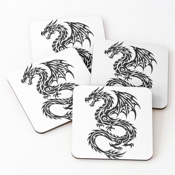Item preview, Tribal Dragon Figure Eight Tail Tattoo – Bold Black Looping Serpent Dragon Art designed and sold by DragonSerpent Ink.