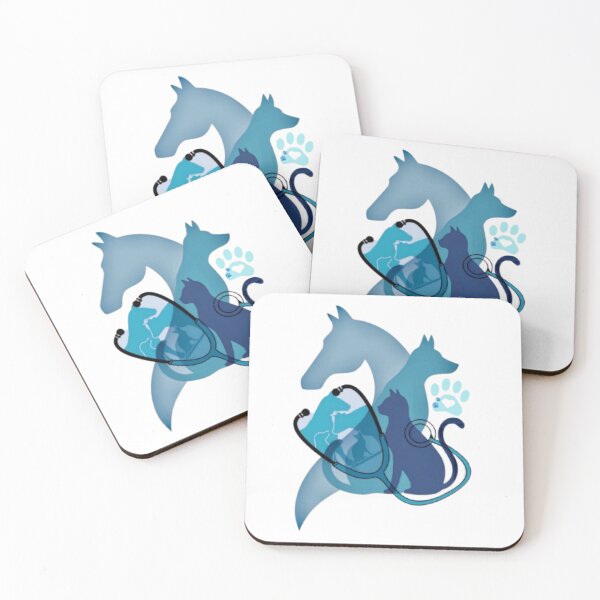 Item preview, Veterinary Animals Stethoscope Blue Silhouettes designed and sold by WATEKE.
