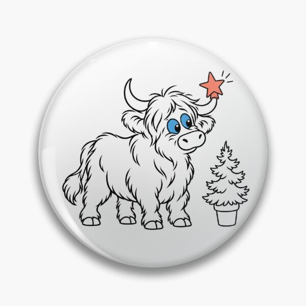Item preview, Christmas Highland Cow with Star on Horn designed and sold by Soft Paws Sketches.