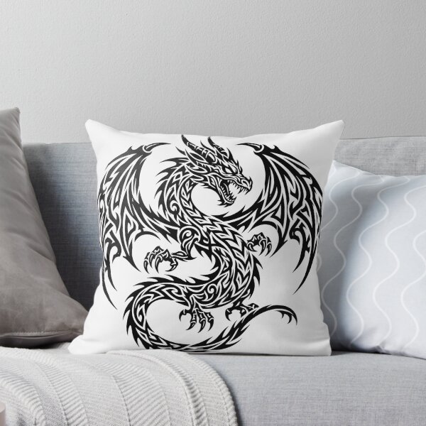 Item preview, Intricate Tribal Dragon Tattoo – Detailed Black Ink Winged Dragon Circle Wings Art designed and sold by DragonSerpent Ink.