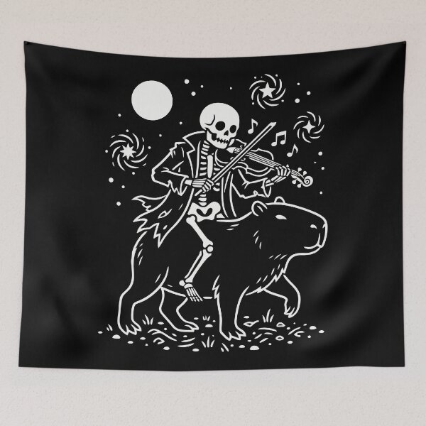 Item preview, Skeleton Playing Violin On Capybara Celestial Starry Night Art designed and sold by Amir Faysal.