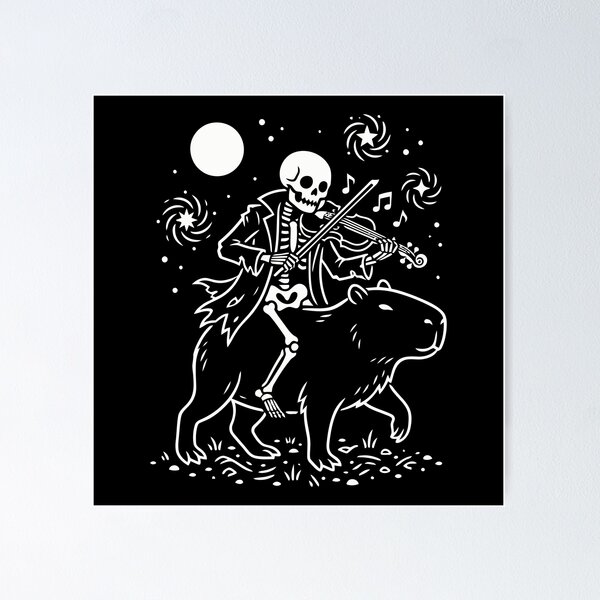 Item preview, Skeleton Playing Violin On Capybara Celestial Starry Night Art designed and sold by Amir Faysal.