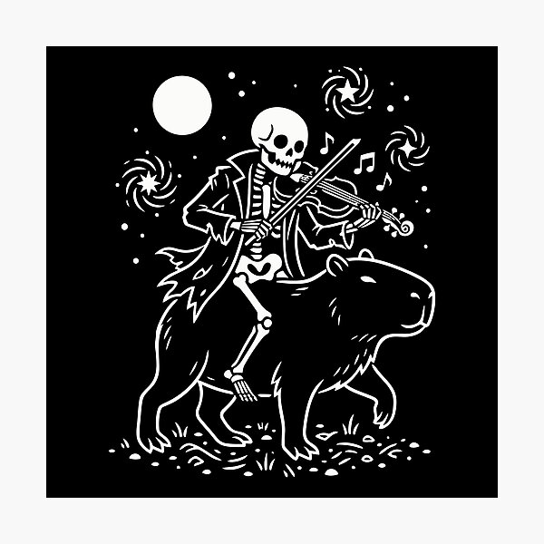 Item preview, Skeleton Playing Violin On Capybara Celestial Starry Night Art designed and sold by Amir Faysal.