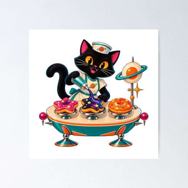 Item preview, Black Cat Cosmic Donut Shop Halloween designed and sold by gallleriaworld.