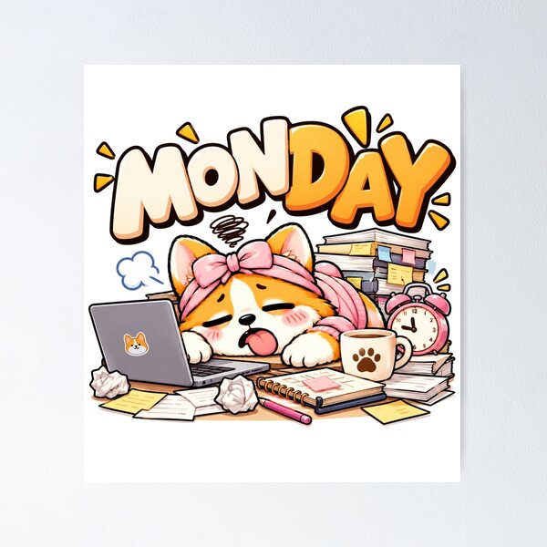 Item preview, Funny Sleepy Corgi Monday Morning Mood designed and sold by Moonya26.