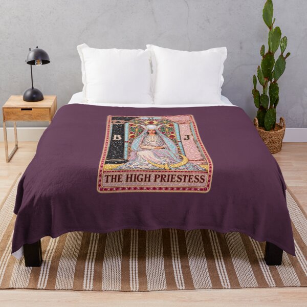 Item preview, the high priestess tarot card with pink gemstones pattern designed and sold by MoodleDoon.