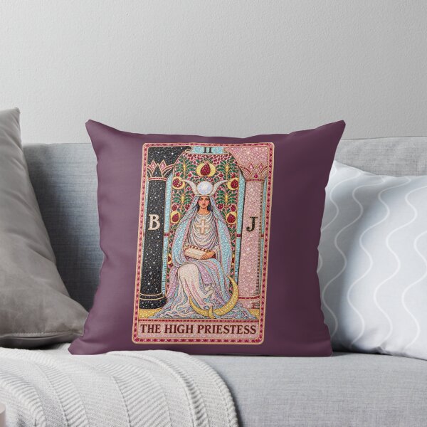 Item preview, the high priestess tarot card with pink gemstones pattern designed and sold by MoodleDoon.
