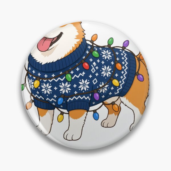 Item preview, Corgi Christmas Crew Corgi in Christmas Sweater and Lights designed and sold by Bornprints.