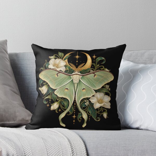 Item preview, Luna Moth and Golden Crescent Moon – Art Nouveau Botanical Art designed and sold by astersgraphics.