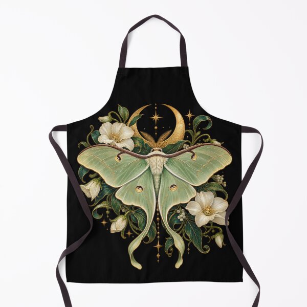 Item preview, Luna Moth and Golden Crescent Moon – Art Nouveau Botanical Art designed and sold by astersgraphics.