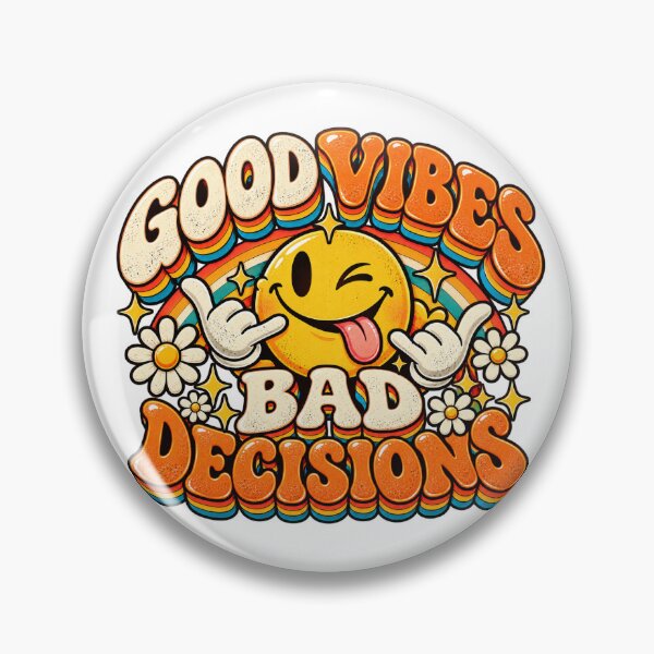 Item preview, Good Vibes Bad Decisions Retro Smiley designed and sold by JN-Designn.