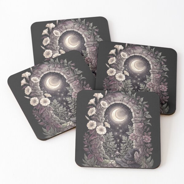 Item preview, Witch's Garden — Moonlit Botanical Scene with Witch Hat, Stone Arch and Crescent Moon designed and sold by Mora Atelier Designs.
