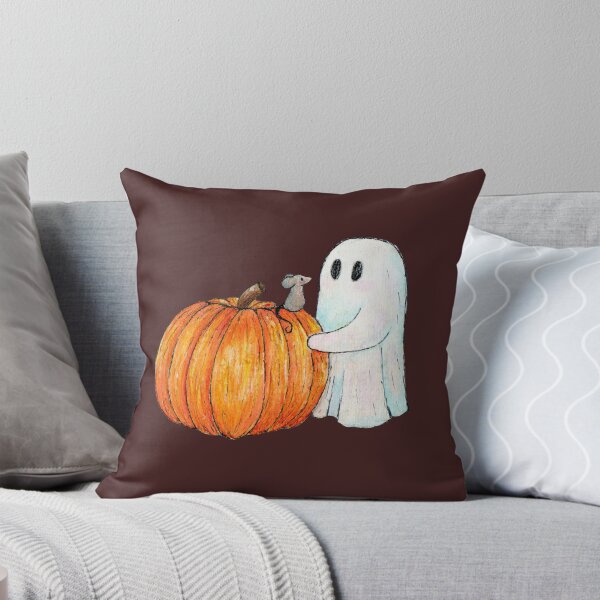 Item preview, Small Mouse on pumpkin with friendly ghost designed and sold by LittleMouseClub.