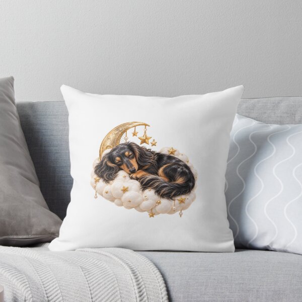 Item preview, Puffy 3D Glossy Silver Dapple Dachshund Sleeping on a Cloud designed and sold by LunaDogStudio.