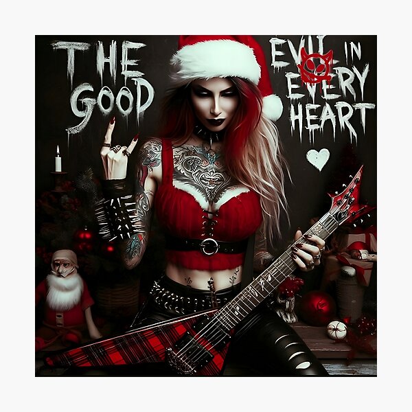 Item preview, Merry Hellmas Good Evil Guitar Girl designed and sold by Voodoo Store Paranormal Collections.