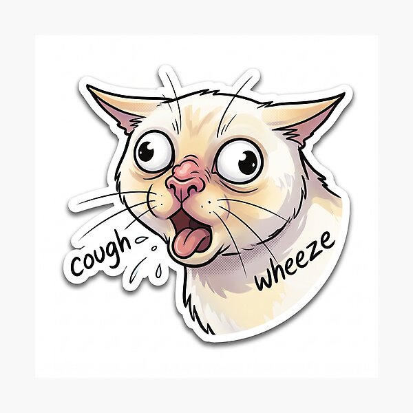 Item preview, Funny Coughing Cat Face Meme designed and sold by ArtAstonishing.