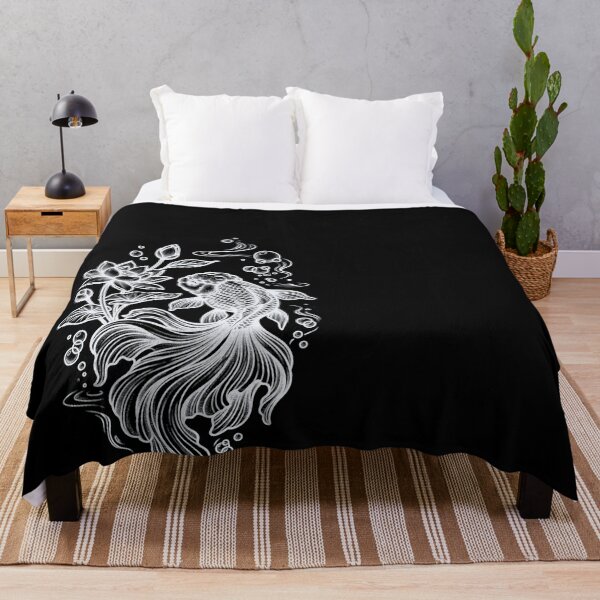 Item preview, Minimalist Ranchu Kingyo Goldfish & Lotus Crest - Japanese Aesthetic Line Art designed and sold by Hikariha Studio.