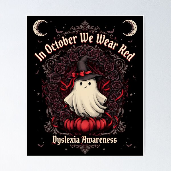 Item preview, In October We Wear Red Dyslexia Awareness Ghost Support designed and sold by Redgiant87x.