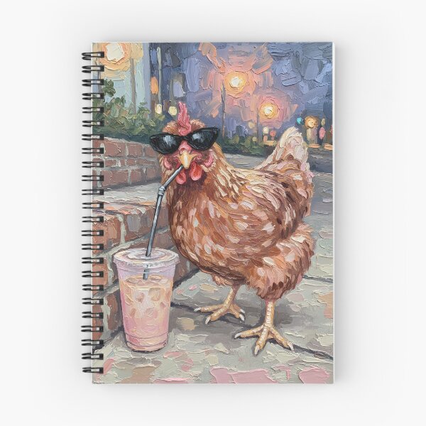 Item preview, Funny Chicken Drinking Iced Coffee in Sunglasses Vintage Oil Painting Chicken Lover Art designed and sold by Nordo Studio.