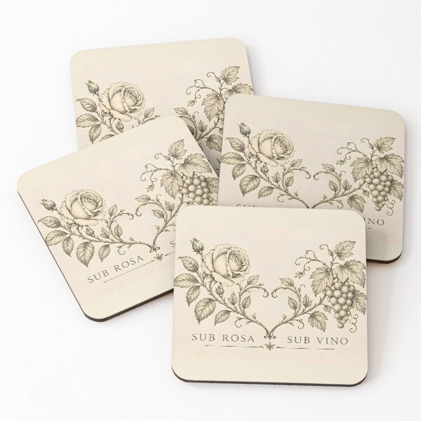 Item preview, Antique Latin Proverb Rose and Grapes Vintage Engraving designed and sold by Sybille-Yates.