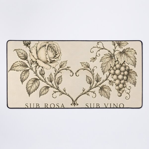 Item preview, Antique Latin Proverb Rose and Grapes Vintage Engraving designed and sold by Sybille-Yates.