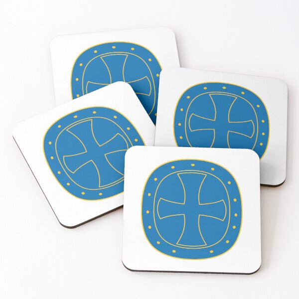 Item preview, Yellow Line Cross On Blue Shield designed and sold by Abstract65.