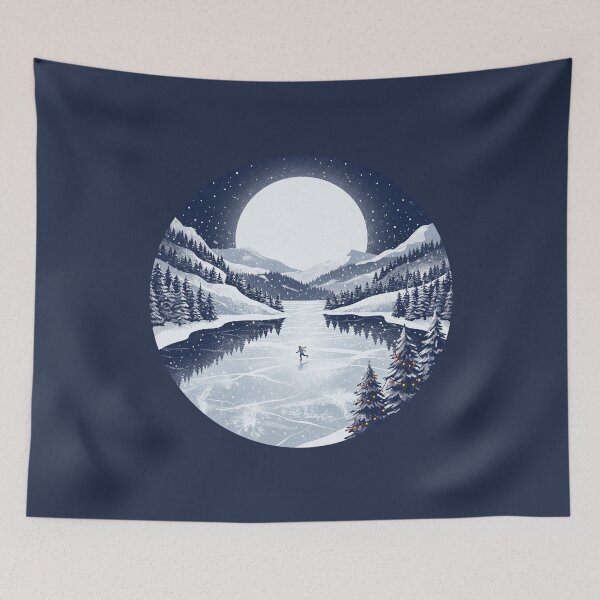 Item preview, Skating Pond Full Moon Winter Night designed and sold by Rariks.