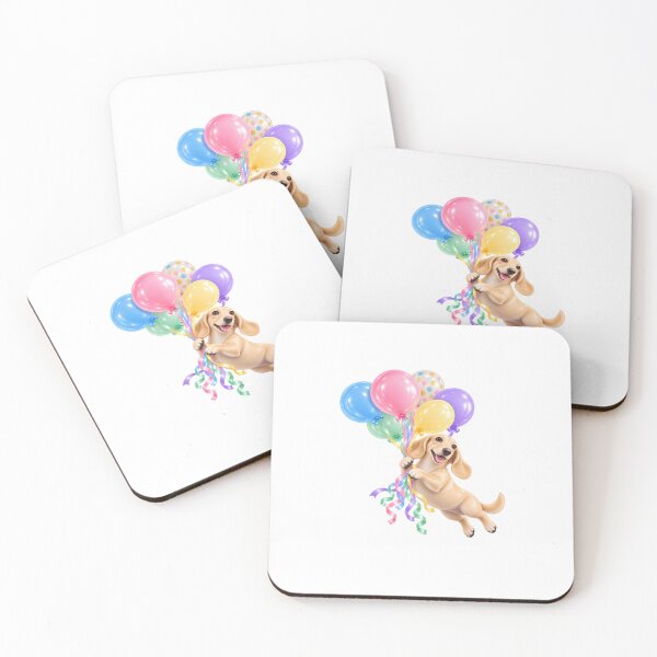 Item preview, Puffy 3D Glossy Cream Dachshund with Colorful Balloons designed and sold by LunaDogStudio.