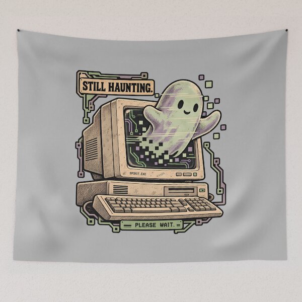 Item preview, Spirit.exe — Ghost on retro computer designed and sold by Apocalyptic Art Studio.