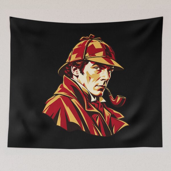 Item preview, Sherlock Holmes: Scarlet and Gold Sharp-Eyed Portrait designed and sold by Fenay Designs.