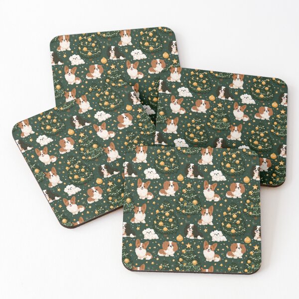 Item preview, Cavalier Corgi Christmas Dogs Pattern designed and sold by NicolasGlowArt.
