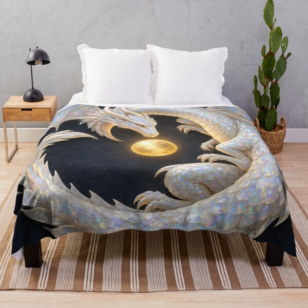 Item preview, Opal Moon Dragon – Iridescent Pearl Fantasy Dragon Art designed and sold by Kaleidoscope Print.