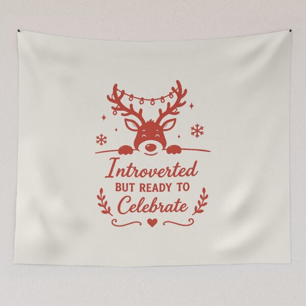 Item preview, Introverted But Ready To Celebrate – Reindeer Christmas Art designed and sold by Tklezardesigns.