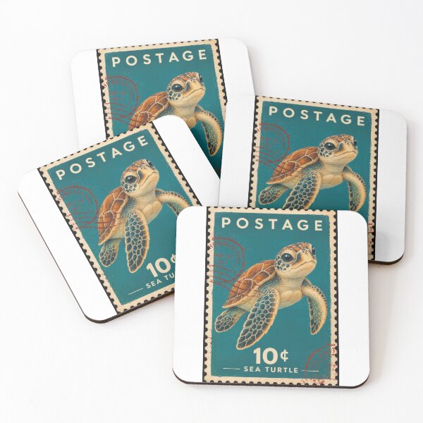 Item preview, Vintage Sea Turtle Postage Stamp designed and sold by ForeverPrintsOK.