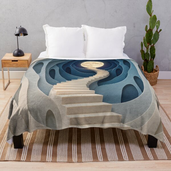 Item preview, Stairway to the Moon – Surreal Paper Cut Fantasy Landscape designed and sold by Kaleidoscope Print.