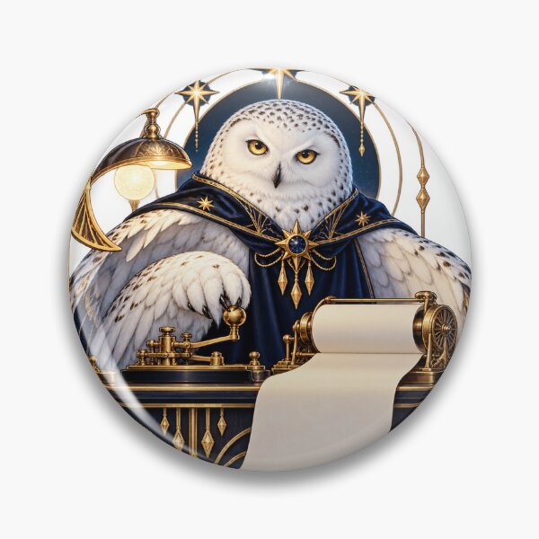 Item preview, Snowy Owl Midnight Telegram Operator Art Deco designed and sold by gallleriaworld.