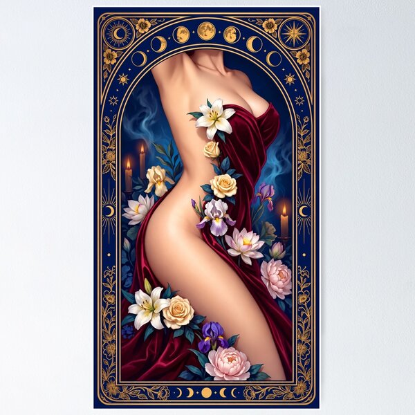 Item preview, Celestial Floral Goddess Art | Mystical Moon Phases | Dark Feminine Aesthetic | Gothic Botanical Wall Art designed and sold by GarnerSupplyCo.