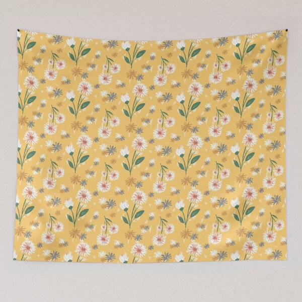Item preview, Abstract flowers on yellow background designed and sold by maryams-pattern.