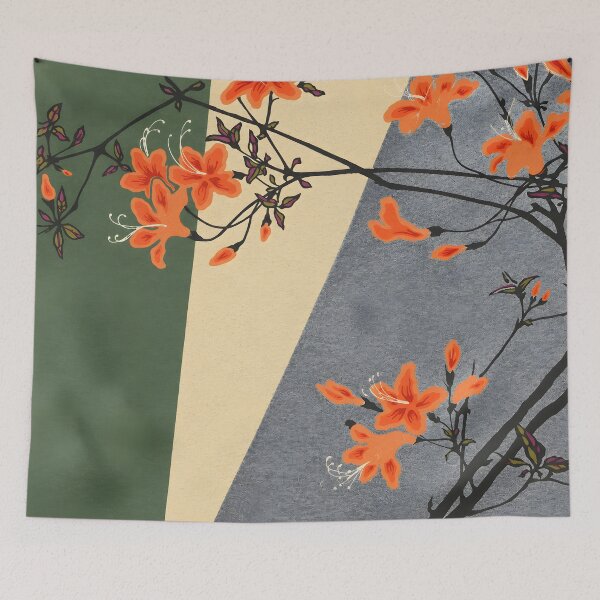 Item preview, Furuya Korin Orange Flowering Branches on Gray designed and sold by AuraMuse Studio.
