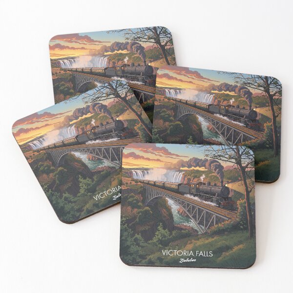 Item preview, Victoria Falls Zimbabwe Steam Locomotive Bridge Zambezi Retro Vintage Design Motif designed and sold by strandbar.