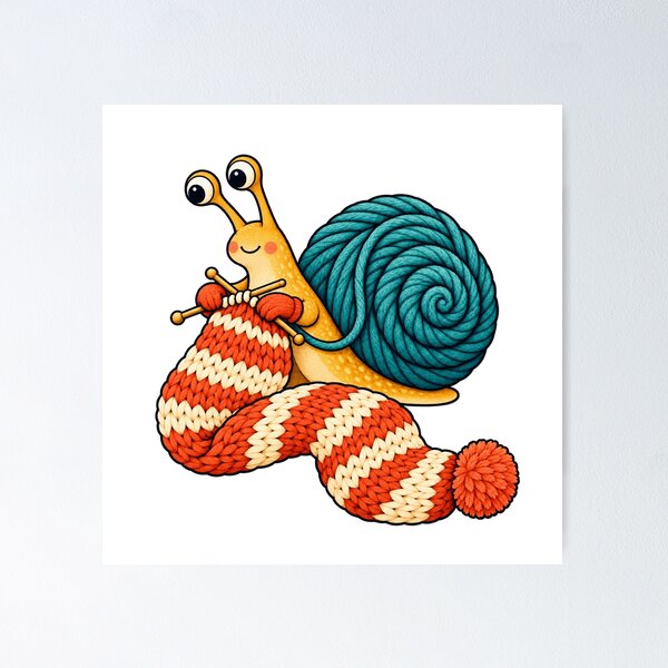 Item preview, Yarn-Shell Snail Knitting a Winter Scarf designed and sold by Half Brain Labs.