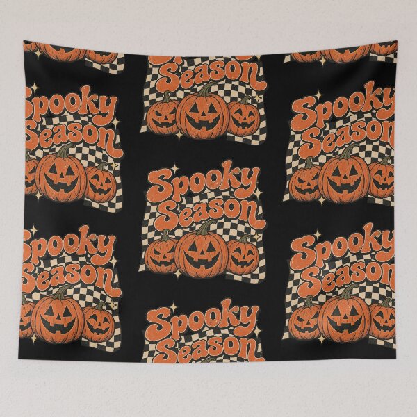 Item preview, Spooky Season with Jack-o'-lantern and Checkered Halloween Design designed and sold by yeeted17.
