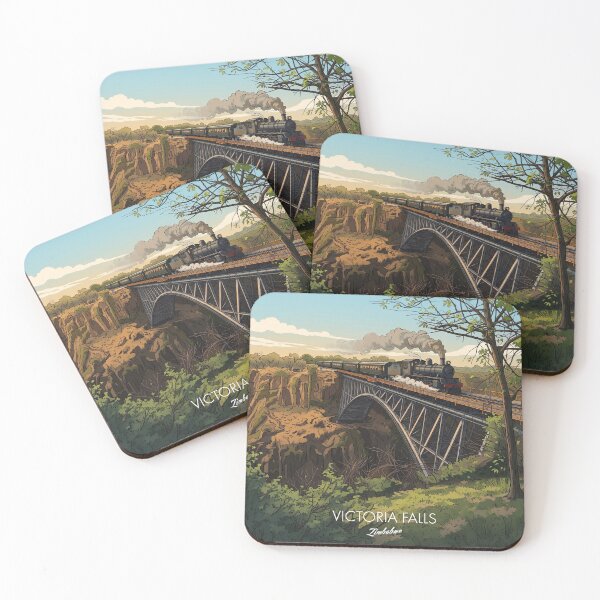 Item preview, Victoria Falls Zimbabwe Bridge Steam Train Zambezi Gorge Retro Vintage Design Motif designed and sold by strandbar.